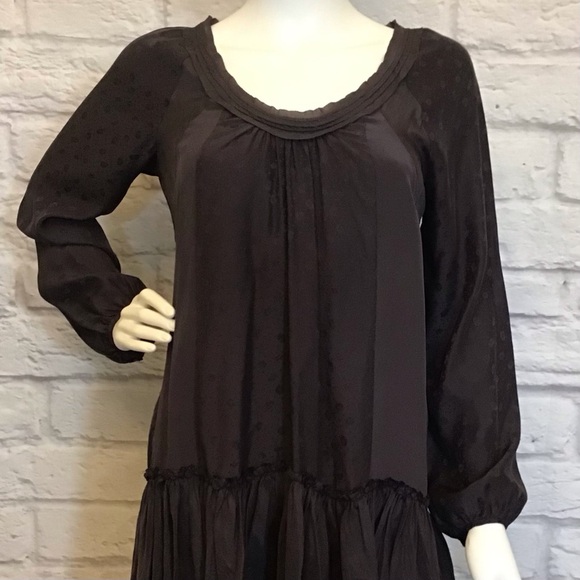 Rebecca Taylor 2 Silk Babydoll Flutter A Line Dress Eggplant Purple Flowy - Picture 2 of 14